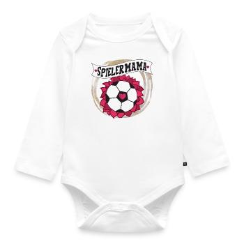 Spielermama football love heart - Organic Longsleeve Baby Bodysuit - white - Front