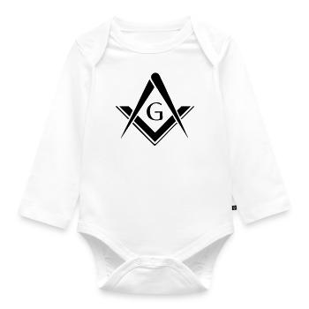 Freimaurer Symbol, Zirkel, Winkel, Gott, Geometrie - Baby Bio-Langarm-Body - Weiß - Vorne
