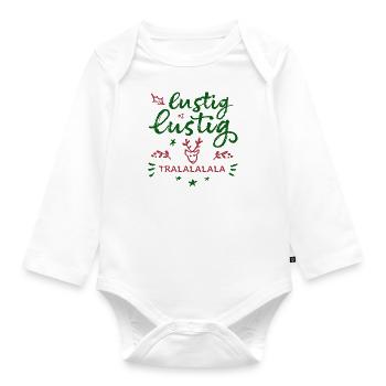 lustig, lustig - tralalalala - Weihnachten - Baby Bio-Langarm-Body - Weiß - Vorne