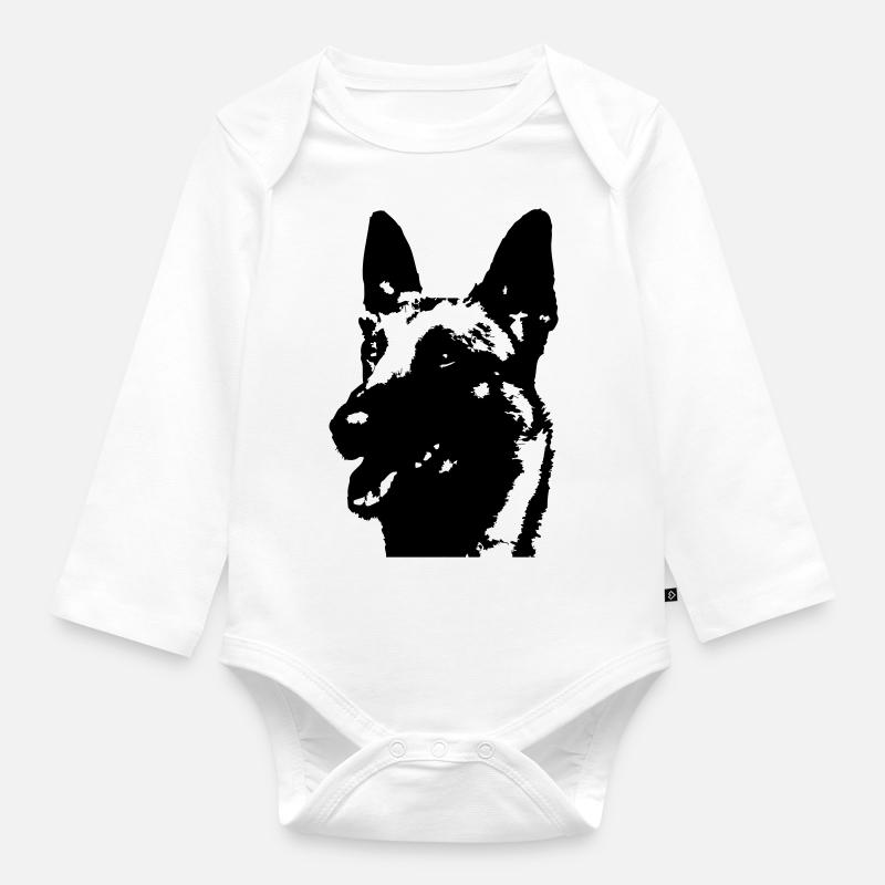 Malinois - Baby Bio-Langarm-Body - Weiß