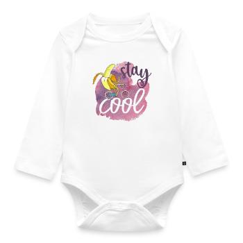 Reste cool: Chill Banana - Personnage de dessin animé - Body Bébé bio manches longues - blanc - Devant