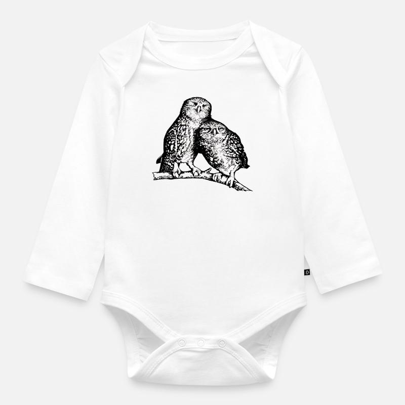 Steinkäuze - Baby Bio-Langarm-Body - Weiß