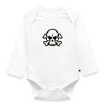 skull - Baby Bio-Langarm-Body - Weiß - Vorne