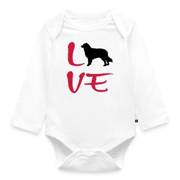 Australian Shepherd Aussie LOVE - Baby Bio-Langarm-Body - Weiß - Vorne