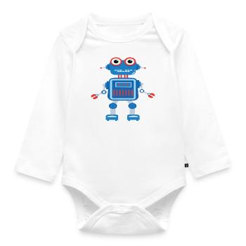 Funky Roboter - Baby Bio-Langarm-Body - Weiß - Vorne