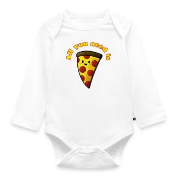 Pizza - Baby Bio-Langarm-Body - Weiß - Vorne
