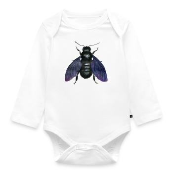 abeille en bois noire - Body Bébé bio manches longues - blanc - Devant