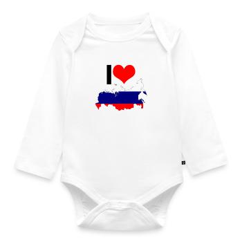 I Love Russia - Organic Longsleeve Baby Bodysuit - white - Front
