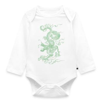 Grüner chinesischer Drachen - Baby Bio-Langarm-Body - Weiß - Vorne