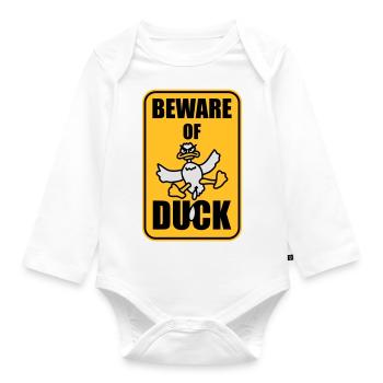 Beware Of Duck - Organic Longsleeve Baby Bodysuit - white - Front
