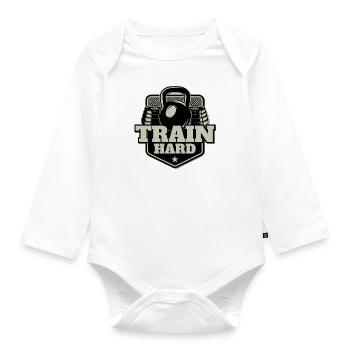 Train dur - Body Bébé bio manches longues - blanc - Devant