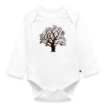 Baum Eiche - Baby Bio-Langarm-Body - Weiß - Vorne