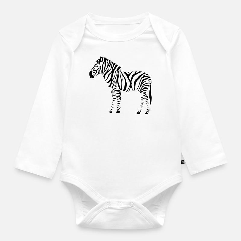 Zebra - Baby Bio-Langarm-Body - Weiß