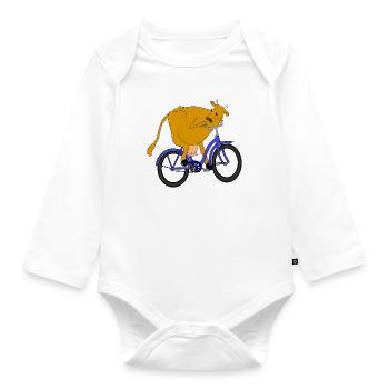 Kuh auf einem Rad - Baby Bio-Langarm-Body - Weiß - Vorne