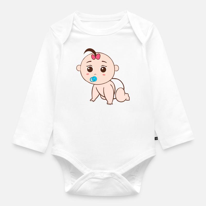 Bébé couché - Body Bébé bio manches longues - blanc