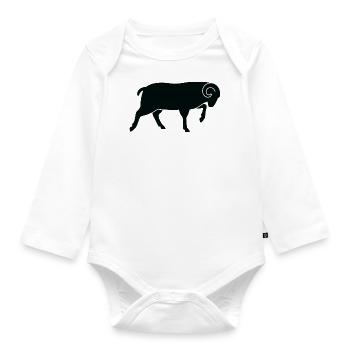 Ein laufender Schafbock - Baby Bio-Langarm-Body - Weiß - Vorne