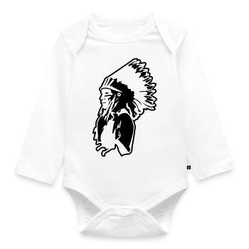 Indian Chief indien usa symbol of wild chef native - Organic Longsleeve Baby Bodysuit - white - Front