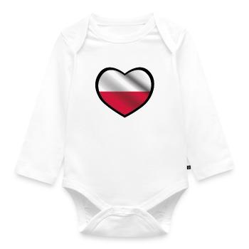 Polen Herz | Ich Liebe Polska Geschenk - Baby Bio-Langarm-Body - Weiß - Vorne