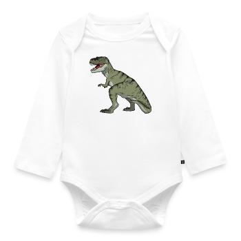T rex dinosaur gift for kids - Organic Longsleeve Baby Bodysuit - white - Front