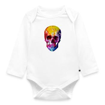 Skull, skull, colorful, color - Organic Longsleeve Baby Bodysuit - white - Front