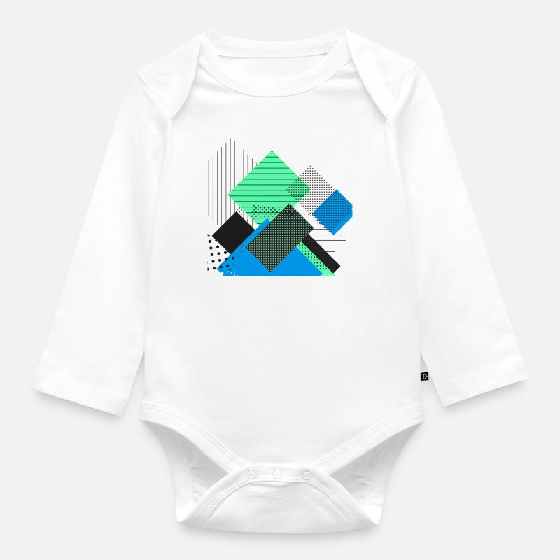 Abstract rectangles pastel - Organic Longsleeve Baby Bodysuit - white