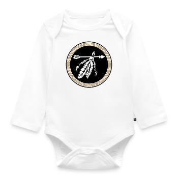 Pfeil mit Federn, Indianisches Schutzsymbol, - Baby Bio-Langarm-Body - Weiß - Vorne