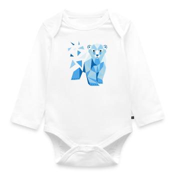 Polygon Eisbär Low Poly Eisbär - Baby Bio-Langarm-Body - Weiß - Vorne