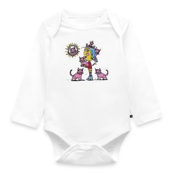 Katzen - Baby Bio-Langarm-Body - Weiß - Vorne
