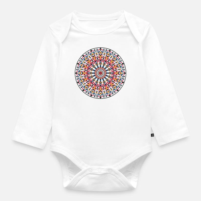 Mandala - Body Bébé bio manches longues - blanc