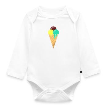 crème glacée - Body Bébé bio manches longues - blanc - Devant