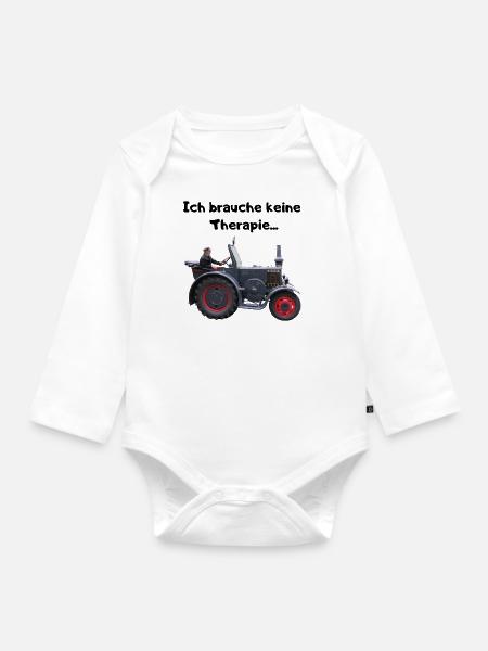 Treckerfahren - Beste Therapie - Baby Bio-Langarm-Body - Weiß