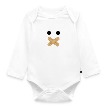 Face Mouth Prohibit Funny Gift for Child - Organic Longsleeve Baby Bodysuit - white - Front