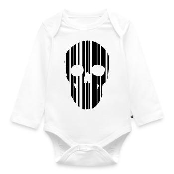 Barcode Schädel - Baby Bio-Langarm-Body - Weiß - Vorne