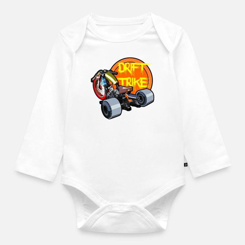 Drift Trike - Organic Longsleeve Baby Bodysuit - white