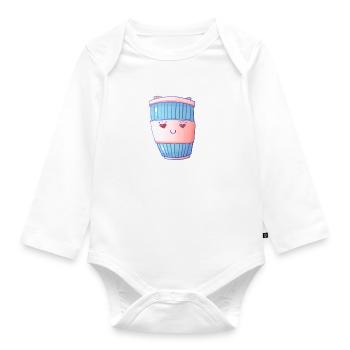 i love coffee, cute coffee cup - Baby Bio-Langarm-Body - Weiß - Vorne
