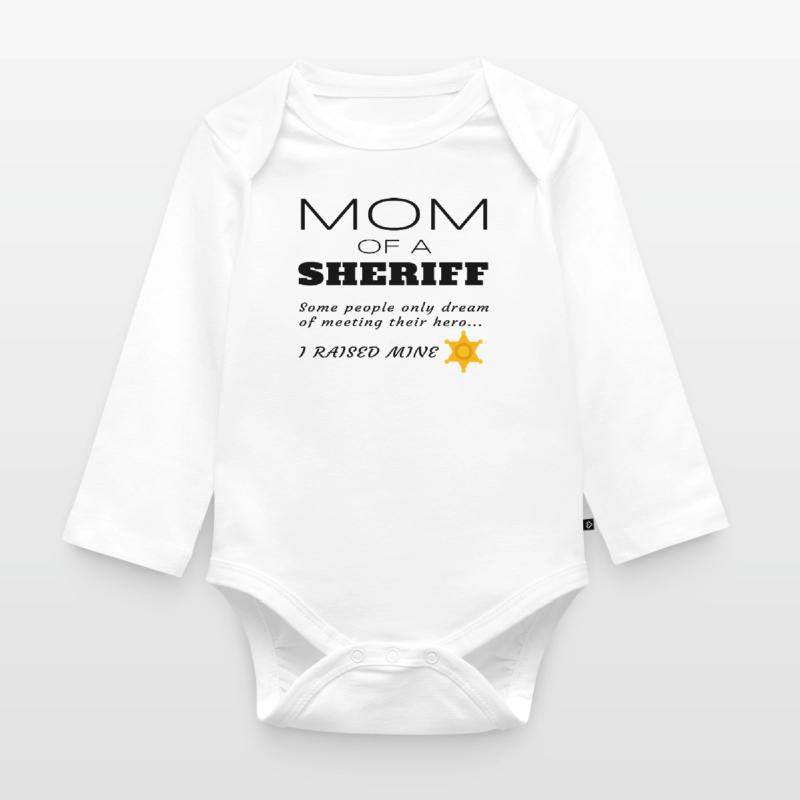Stolze Mutter einer Sheriff-Mutter Geschenk mit Abzeichen Baby Bio-Langarm-Body