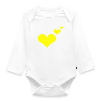 Herzen gelb Geschenkidee Geschenk Idee - Baby Bio-Langarm-Body - Weiß - Vorne
