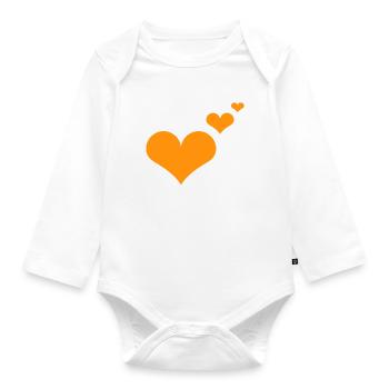Heart orange gift idea - Organic Longsleeve Baby Bodysuit - white - Front