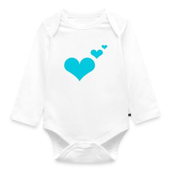 Herzen blau Geschenkidee - Baby Bio-Langarm-Body - Weiß - Vorne