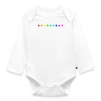Stars Colorful Rainbow Gift Idea Gift Idea - Organic Longsleeve Baby Bodysuit - white - Front