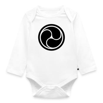 Triple Yin Yang, wheel of joy, Trinity symbol - Organic Longsleeve Baby Bodysuit - white - Front