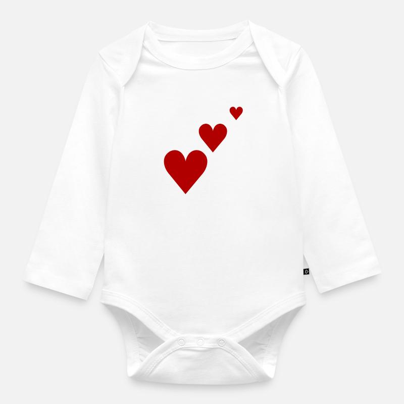 Rote Herzen Geschenkidee Geschenkidee - Baby Bio-Langarm-Body - Weiß