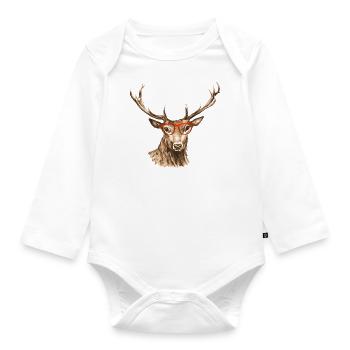 Hirsch - Baby Bio-Langarm-Body - Weiß - Vorne