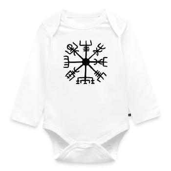 Vegvisir, Kompass Rune, Schutzsymbol, nordisch - Baby Bio-Langarm-Body - Weiß - Vorne