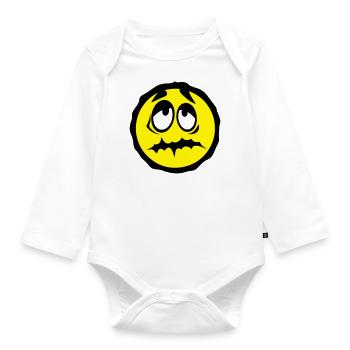 smiley old fatigue - Organic Longsleeve Baby Bodysuit - white - Front