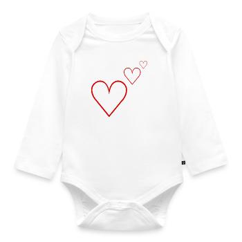 Coeur rouge Idée de cadeau Idée cadeau - Body Bébé bio manches longues - blanc - Devant