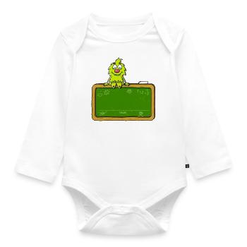 Tableau noir - motif pour la rentrée scolaire / inscription à l'école - Body Bébé bio manches longues - blanc - Devant