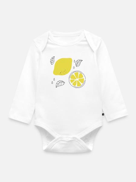 Zitrone Sommer - Baby Bio-Langarm-Body - Weiß