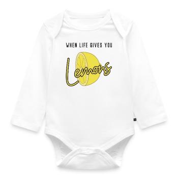 Zitronen - Baby Bio-Langarm-Body - Weiß - Vorne