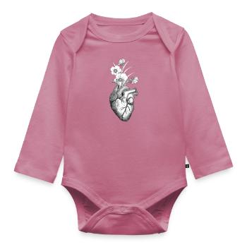 FLEUR MA CHEMISE TUMBLER AU COEUR ANATOMIQUE - Body Bébé bio manches longues - mauve - Devant